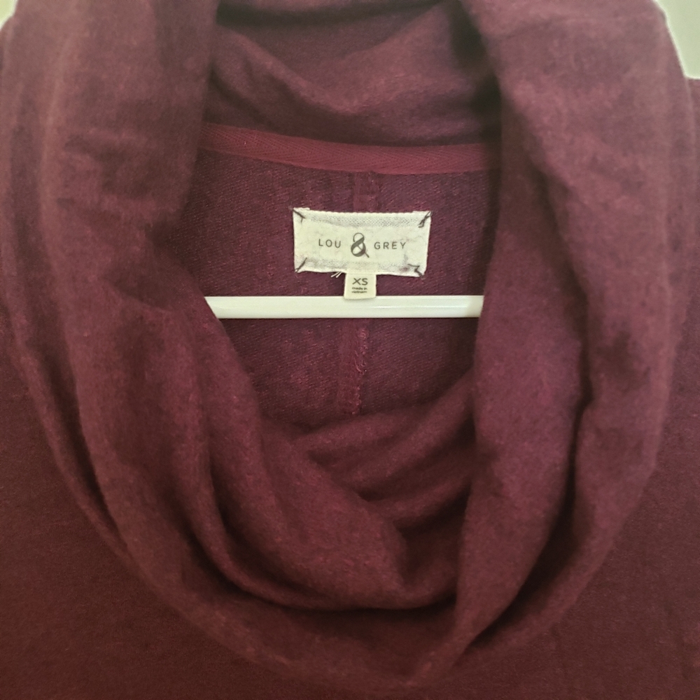 Lou & Grey Cowl Neck Sweater‎ Mini Dress Maroon Burgundy Size Extra Small - Picture 3 of 9